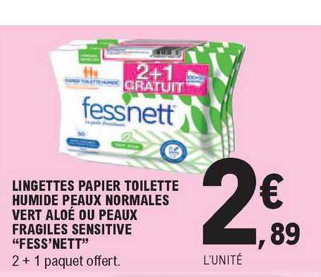 lingettes papier toilette humide peaux normales vert aloé ou peaux fragiles sensitive "fess'nett"