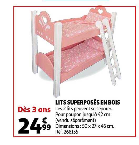 lits superposés en bois