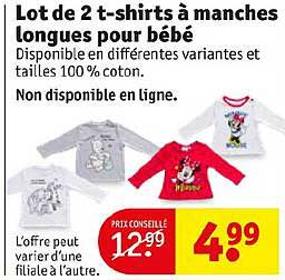 lot de 2 t-shirts à manches longues pour bébé