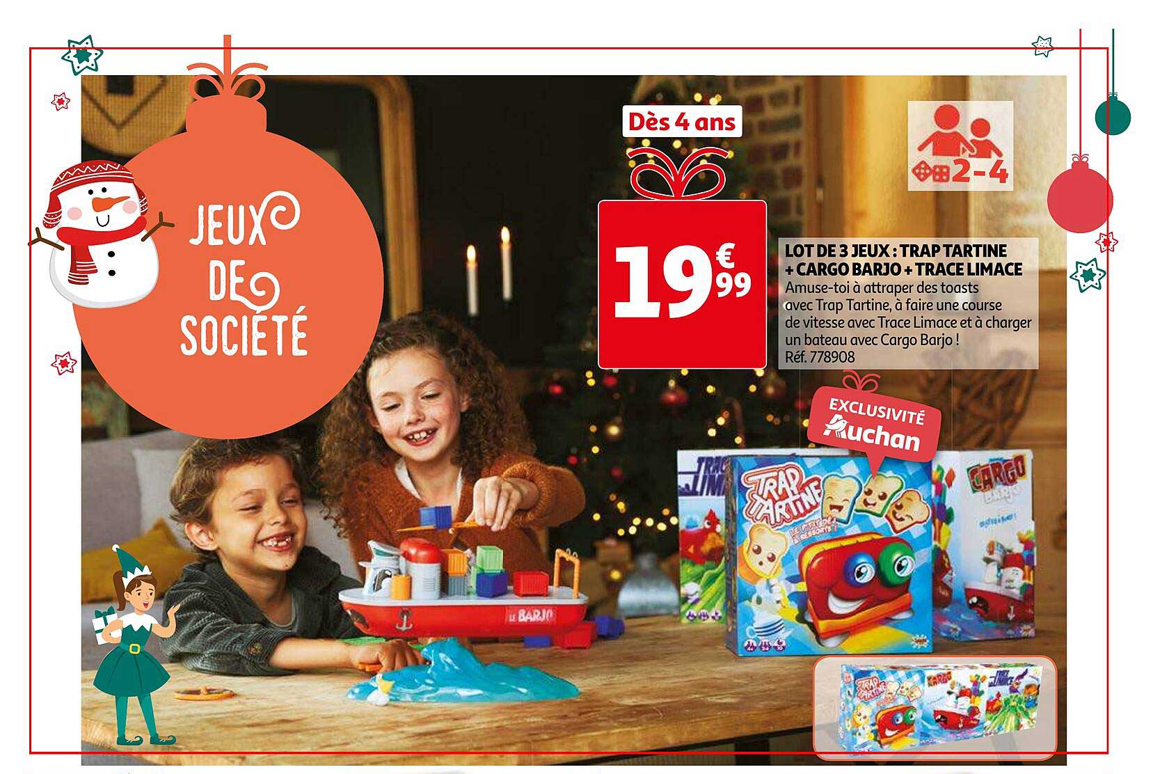 lot de 3 jeux : trap tartine + cargo barjo + trace limace