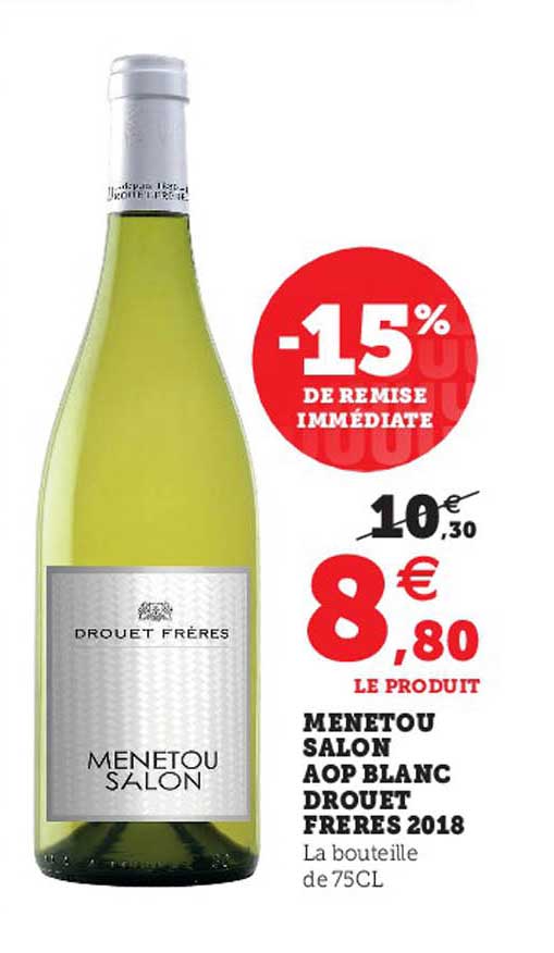 menetou salon aop blanc drouet frères 2018 -15% de remise immédiate