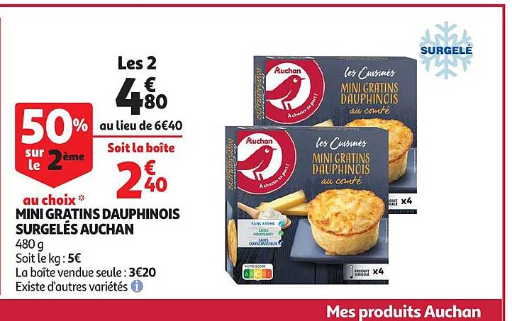 mini gratins dauphinois surgelés auchan