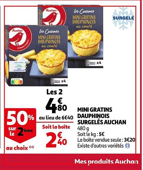 mini gratins dauphinois surgelés auchan