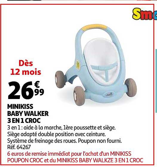 minikiss baby walker 3 en 1 croc