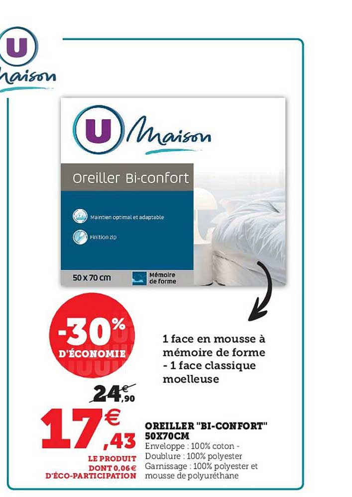 oreiller "bi-confort" 50x70cm