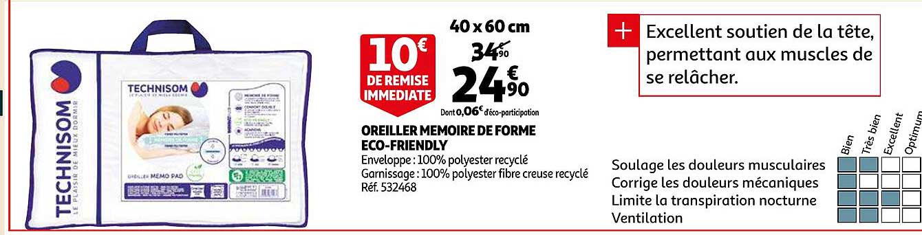 oreiller mémoire de forme éco-friendly