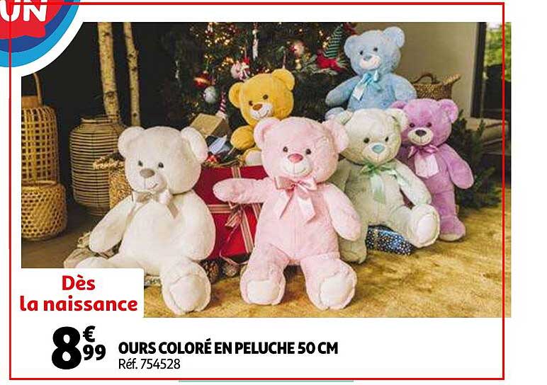 ours coloré en peluche 50 cm