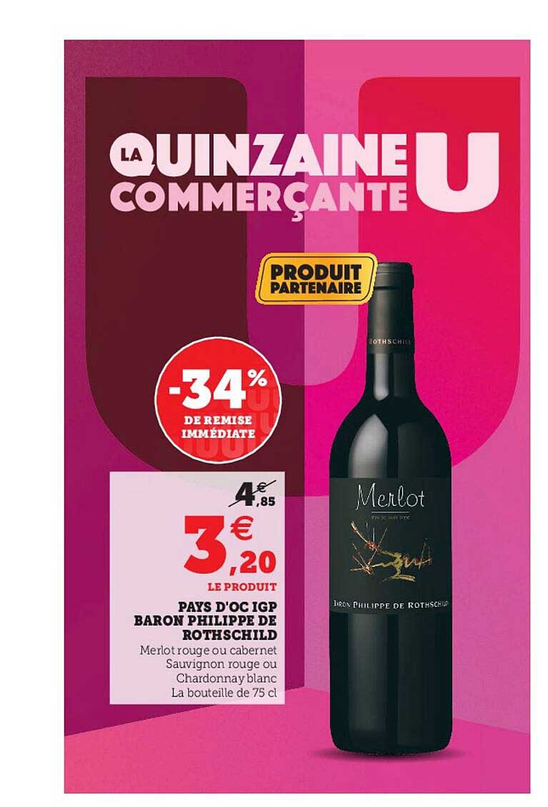 pays d'oc igp baron philippe de rotschild -34% de remise immédiate