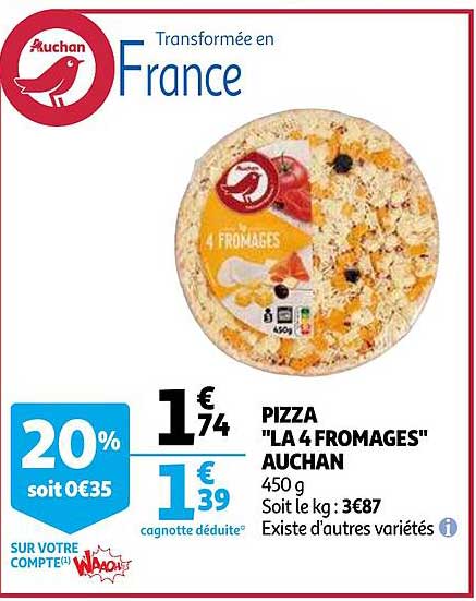 Pizza "la 4 Fromages" Auchan