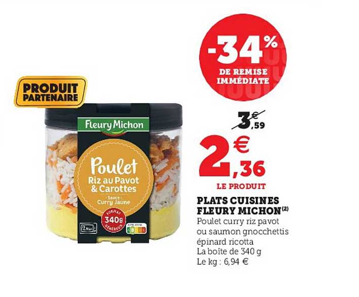 plats cuisinés fleury michon -34% de remise immédiate