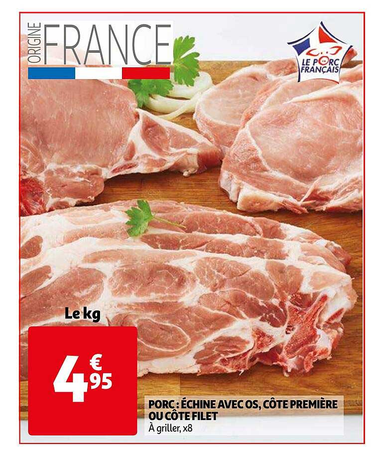 Porc : échine Avec Os, Côte Première Ou Côte Filet
