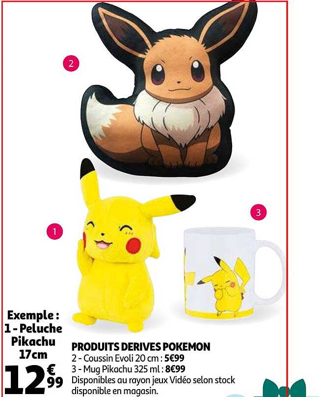 produits dérivés pokémon : peluche pikachu 17 cm