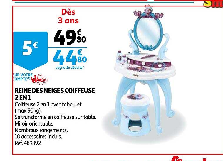 reine des neiges coiffeuse 2 en 1
