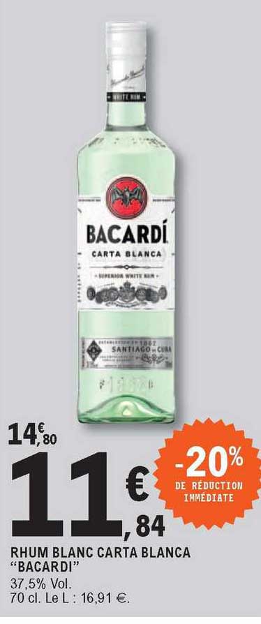 rhum blanc carta blanca "bacardi"