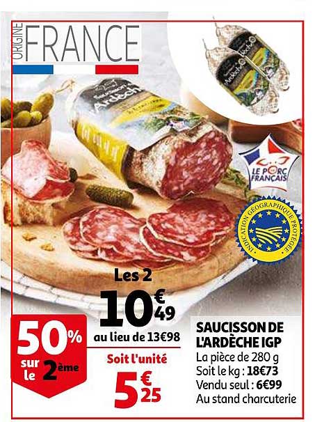 saucisson de l'ardèche igp