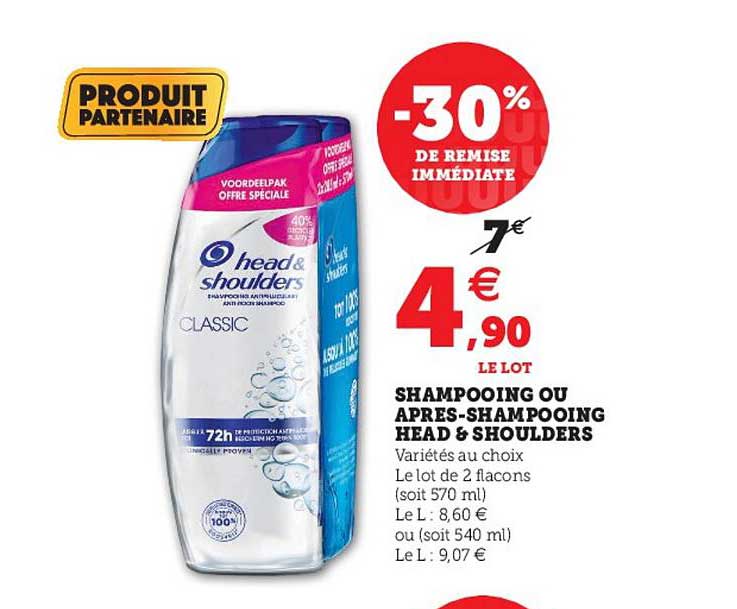 shampooing ou après-shampooing head & soulders -30% de remise immédiate