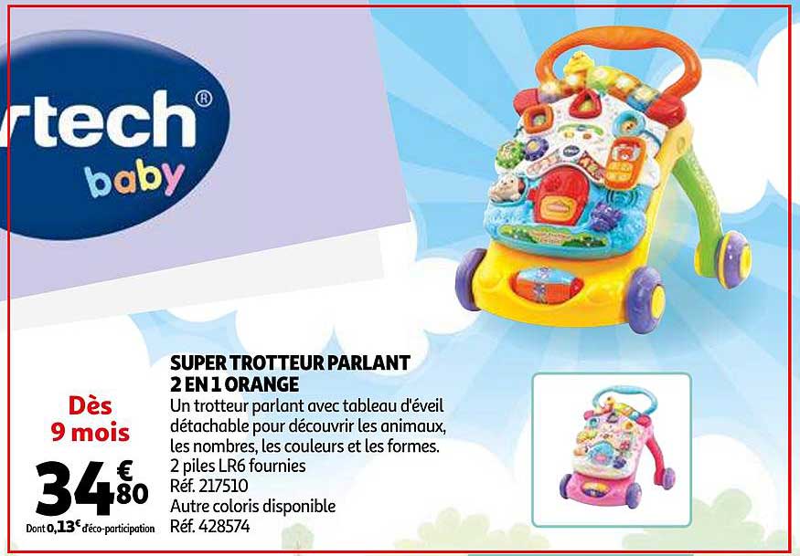 super trotteur parlant 2 en 1 orange