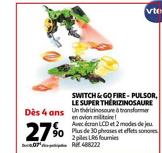 switch & go fire - pulsor, le super thérizinosaure