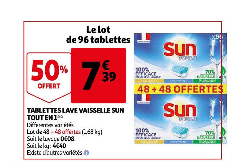 tablettes lave vaisselle sun tout en 1