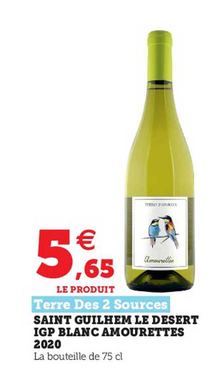terre des 2 sources saint guilhem le désert igp blanc amourettes 2020