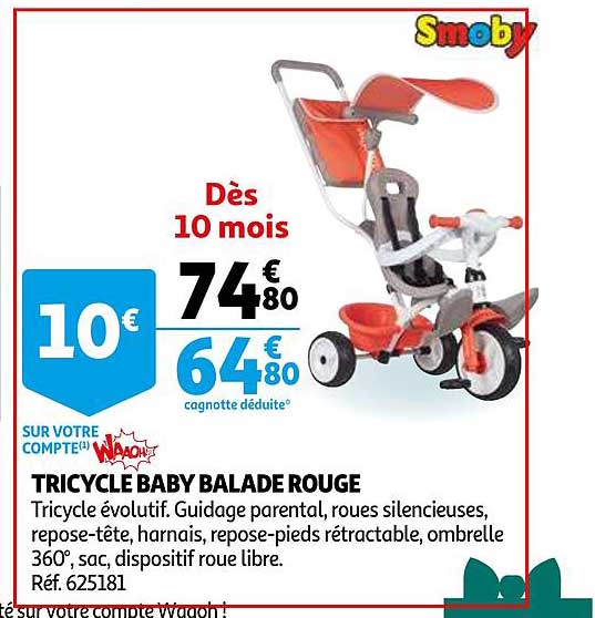 tricycle baby balade rouge