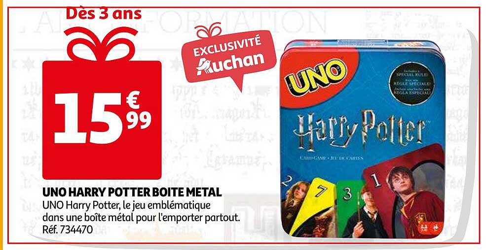uno harry potter boîte metal