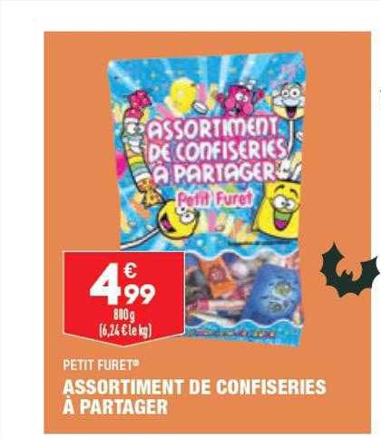 assortiment de confiseries à partager petit furet