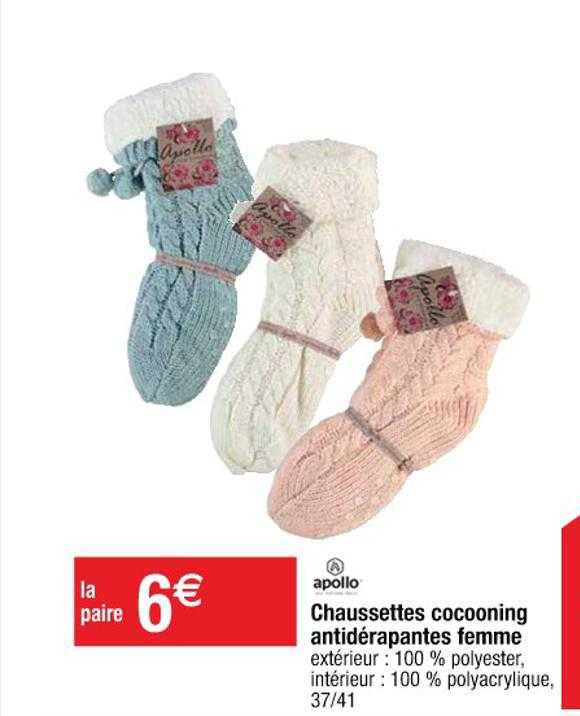 chaussettes cocooning antidérapantes femme apollo