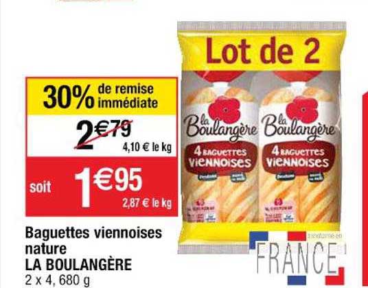 Baguettes Viennoises Nature La Boulangère