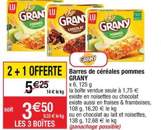 barres de céréales pommes grany