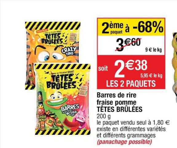 barres de rire fraise pomme têtes brûlées