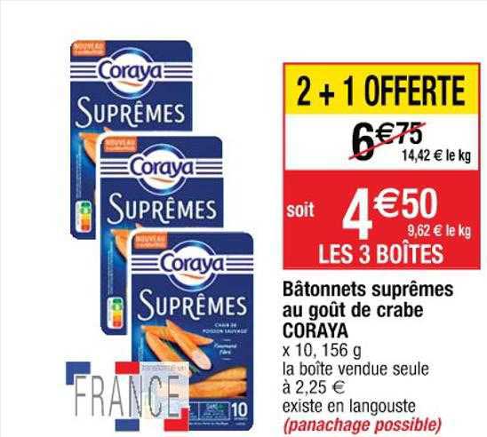 bâtonnets suprêmes au goût de crabe coraya