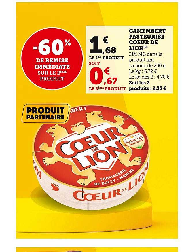 Camembert Pasteurisé Coeur De Lion