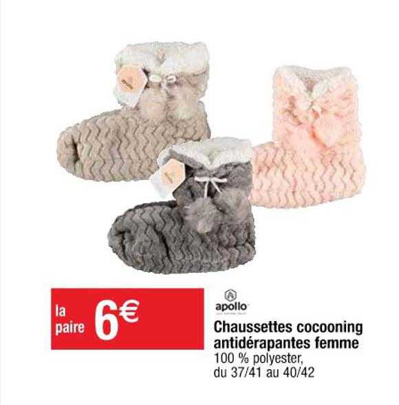 chaussettes cocooning antidérapantes femme apollo
