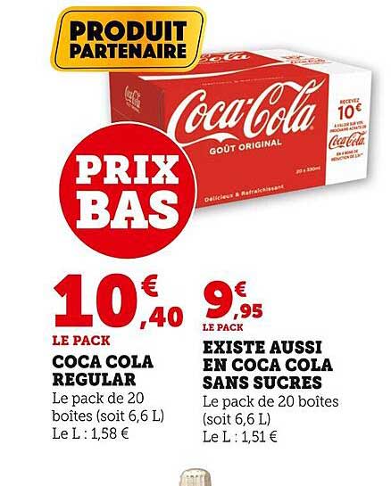 coca cola regular, existe aussi en coca cola sans sucres