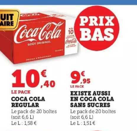 coca cola regular existe aussi en coca cola sans sucre