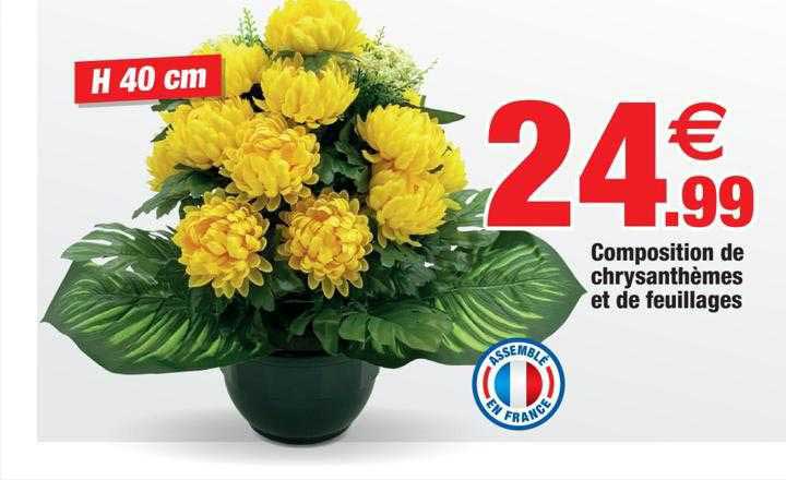 composition de chrysanthèmes et de feuillages