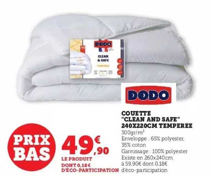 couette "clean and safe" 240x220 cm tempérée dodo