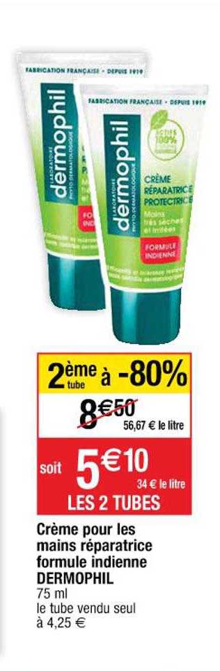 crème pour les mains réparatrice formule indienne dermophil