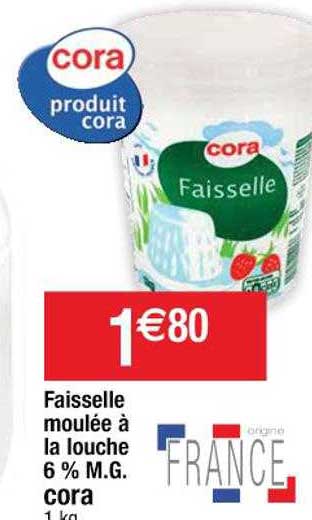 faisselle moulée à la louche 6% m.g. cora