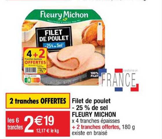 Filet De Poulet -25% De Sel Fleury Michon