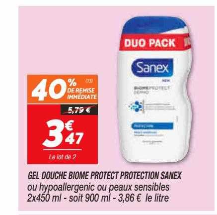 gel douche biome protect protection sanex