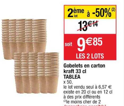 Gobelets En Carton Kraft 33 Cl Tablea