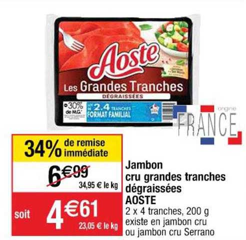 jambon cru grandes tranches dégraissées aoste