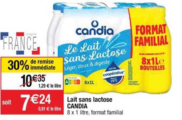 lais sans lactose candia