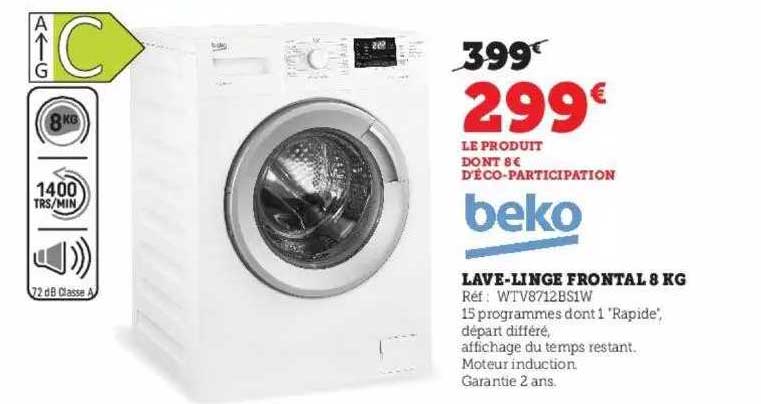 lave-linge frontal 8 kg beko
