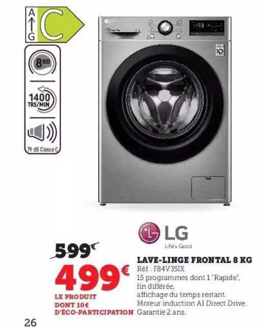 lave-linge frontal 8 kg lg