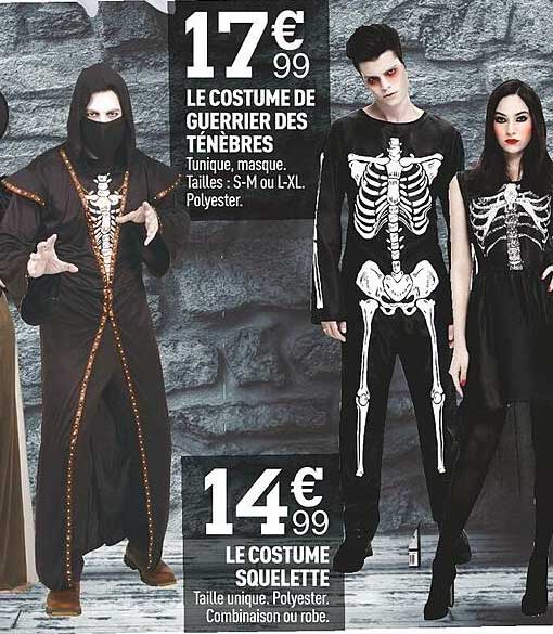 le costume de guerrier des ténèbres, le costume squelette