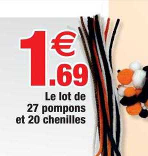 le lot de 27 pompons et 20 chenilles