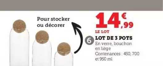 lot de 3 pots
